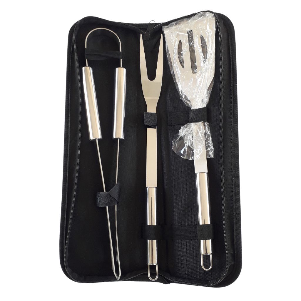 set parrillero 3 piezas con bolso para asados